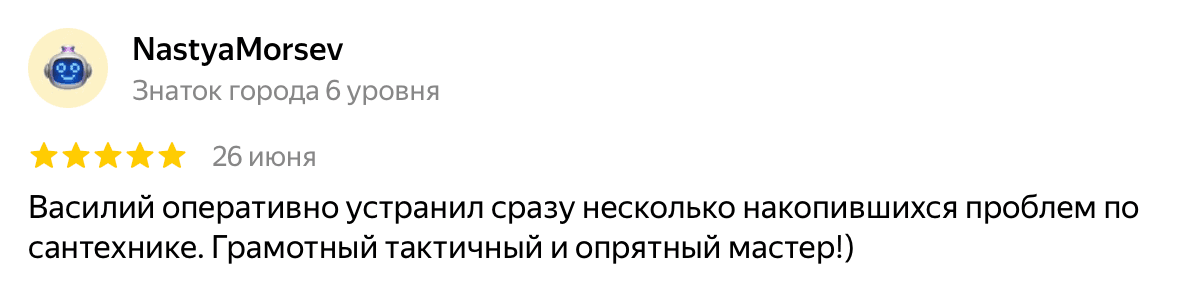 Отзыв NastyaMorsev — скриншот Яндекс.Карт